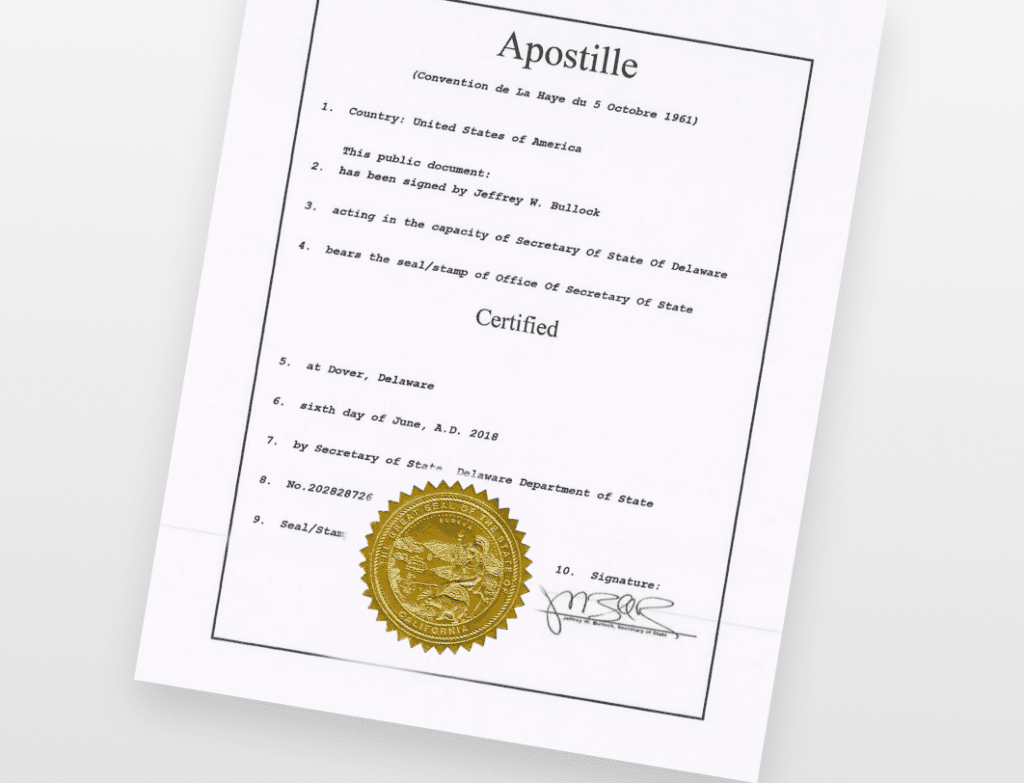 Apostille Certificate of Free Sale – Department of Treasury – Alcohol and Tobacco Tax and Trade Bureau
